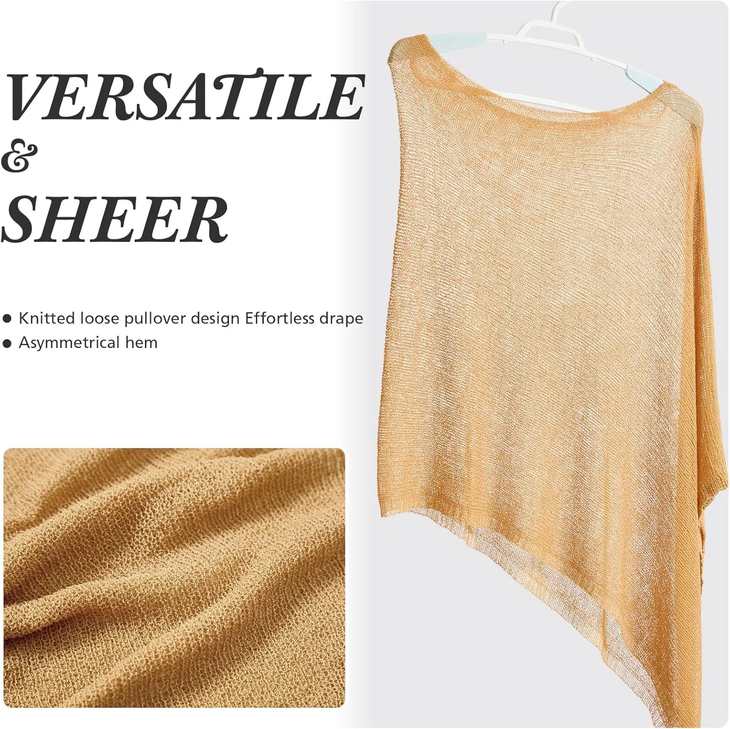 1 Pcs Women Sheer Poncho Shrug Summer Sheer Blouse Top Lightweight Poncho Sheer Bolero for Formal Evening Dress