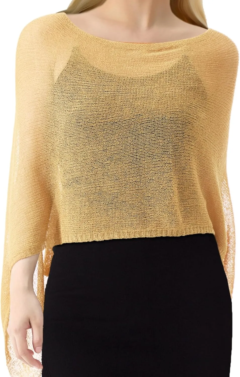 1 Pcs Women Sheer Poncho Shrug Summer Sheer Blouse Top Lightweight Poncho Sheer Bolero for Formal Evening Dress