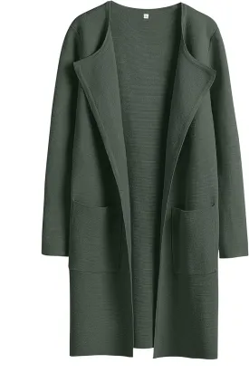 ANRABESS Women's Open Front Knit Lightweight Cardigan Casual Long Coatigan Sweater Lady Jacket Coat 2025 Fall Outerwear