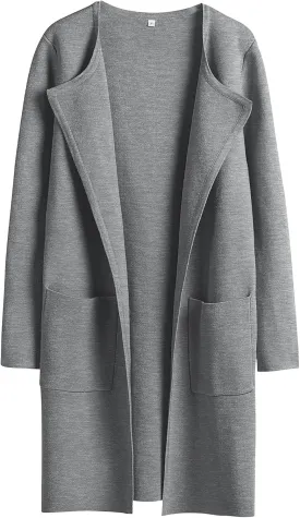 ANRABESS Women's Open Front Knit Lightweight Cardigan Casual Long Coatigan Sweater Lady Jacket Coat 2025 Fall Outerwear