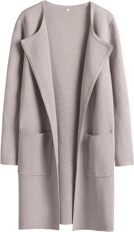 ANRABESS Women's Open Front Knit Lightweight Cardigan Casual Long Coatigan Sweater Lady Jacket Coat 2025 Fall Outerwear