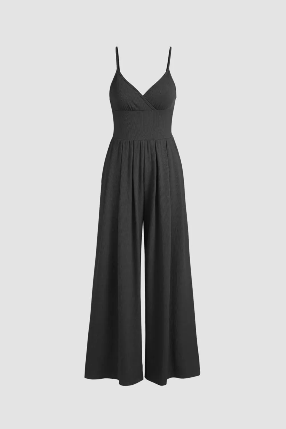 Black Sexy Cami V Neck High Waist Wide Leg Jumpsuit
