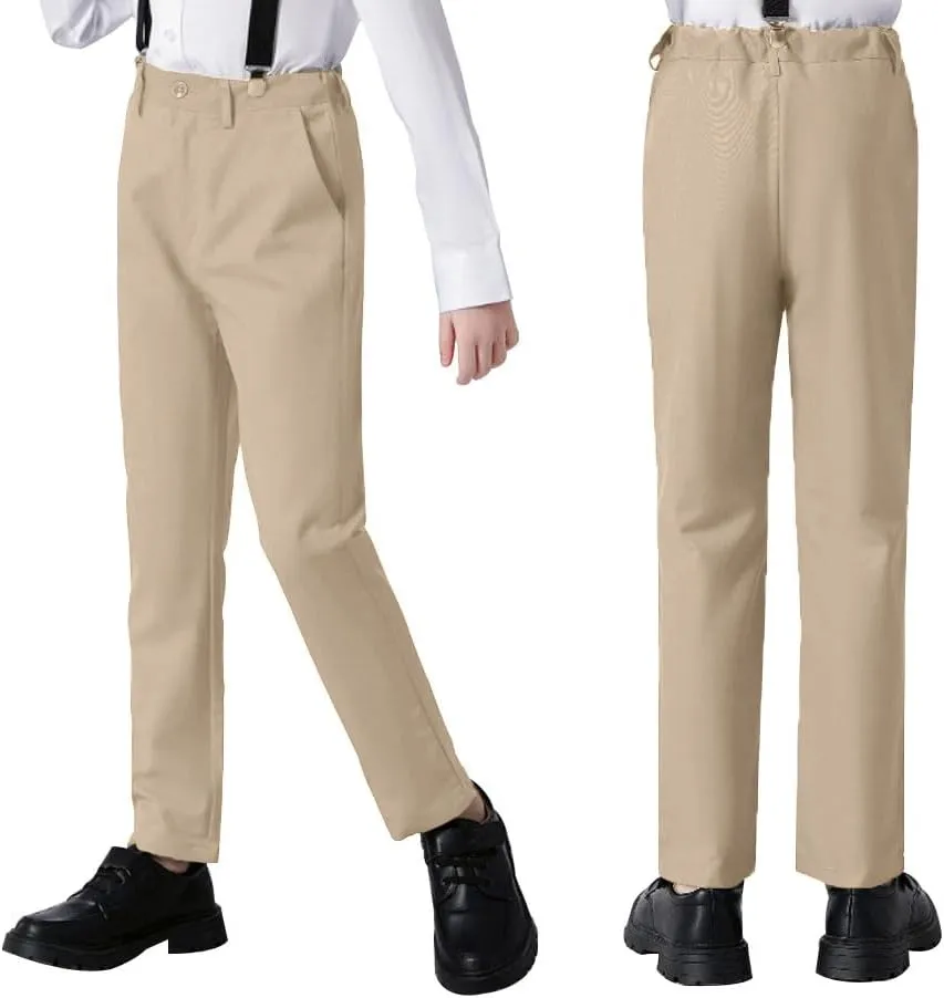Boys Dress Pants Formal Flat Front Children School Uniform Pants for Boy
