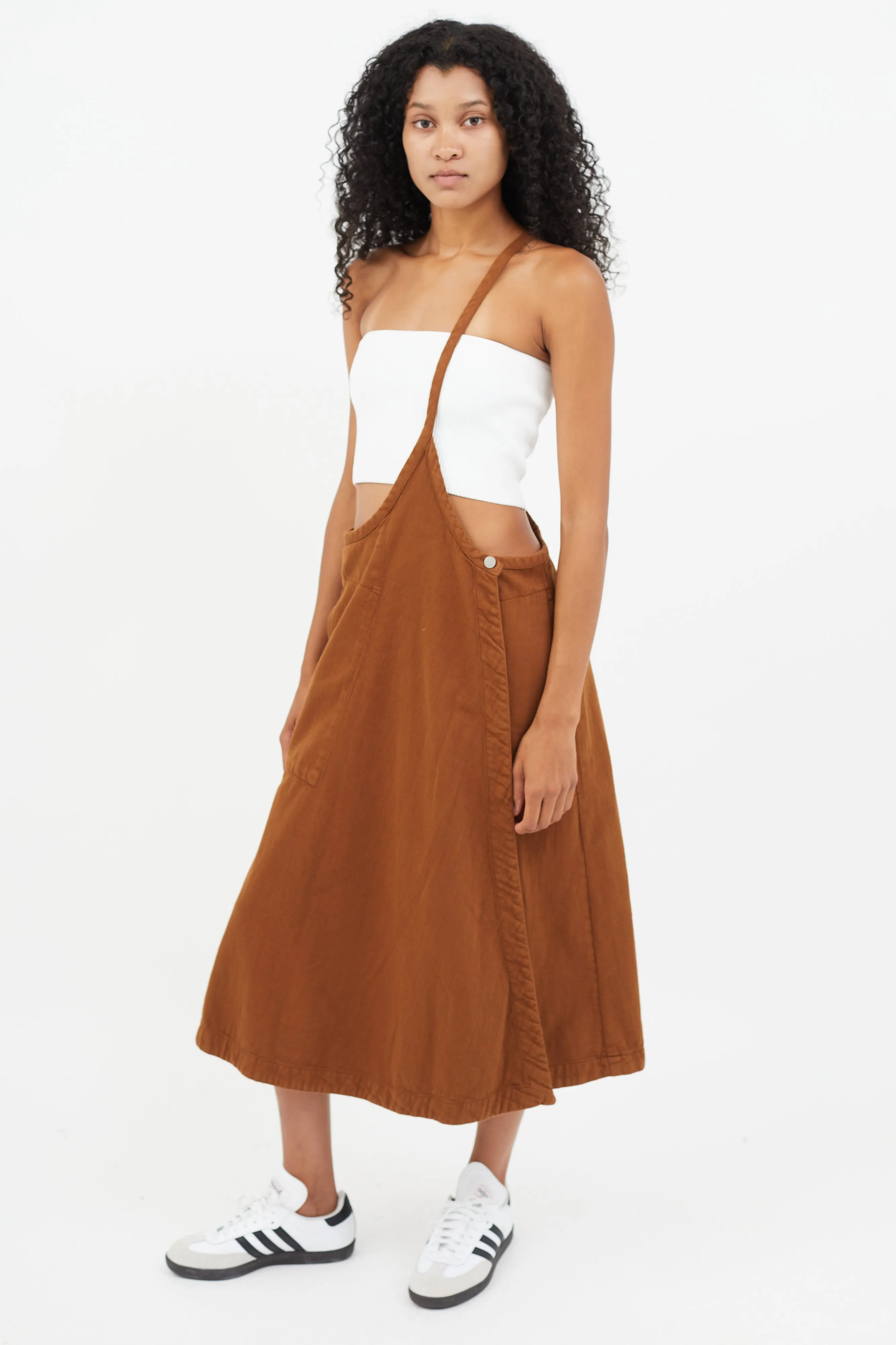 Brown One Shoulder Wrap Skirt