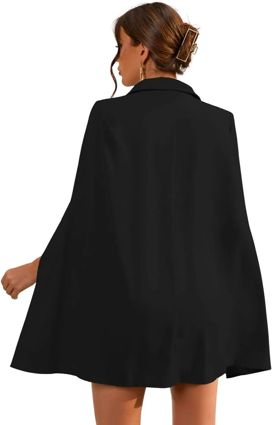 CHARTOU Women Elegant Blazer Dress Poncho Cape Double Breasted Office Work Mini Dress Blazer Jacket
