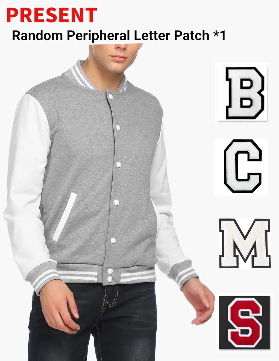 COOFANDY Men's Fashion Varsity Jacket Causal Slim Fit Cotton Letterman Baseball Bomber Jackets