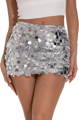GUANYY Mini Sequin Skirt for Women Sexy Stretchy Pencil Bodycon Night Out Party Club Sparkly Skirts