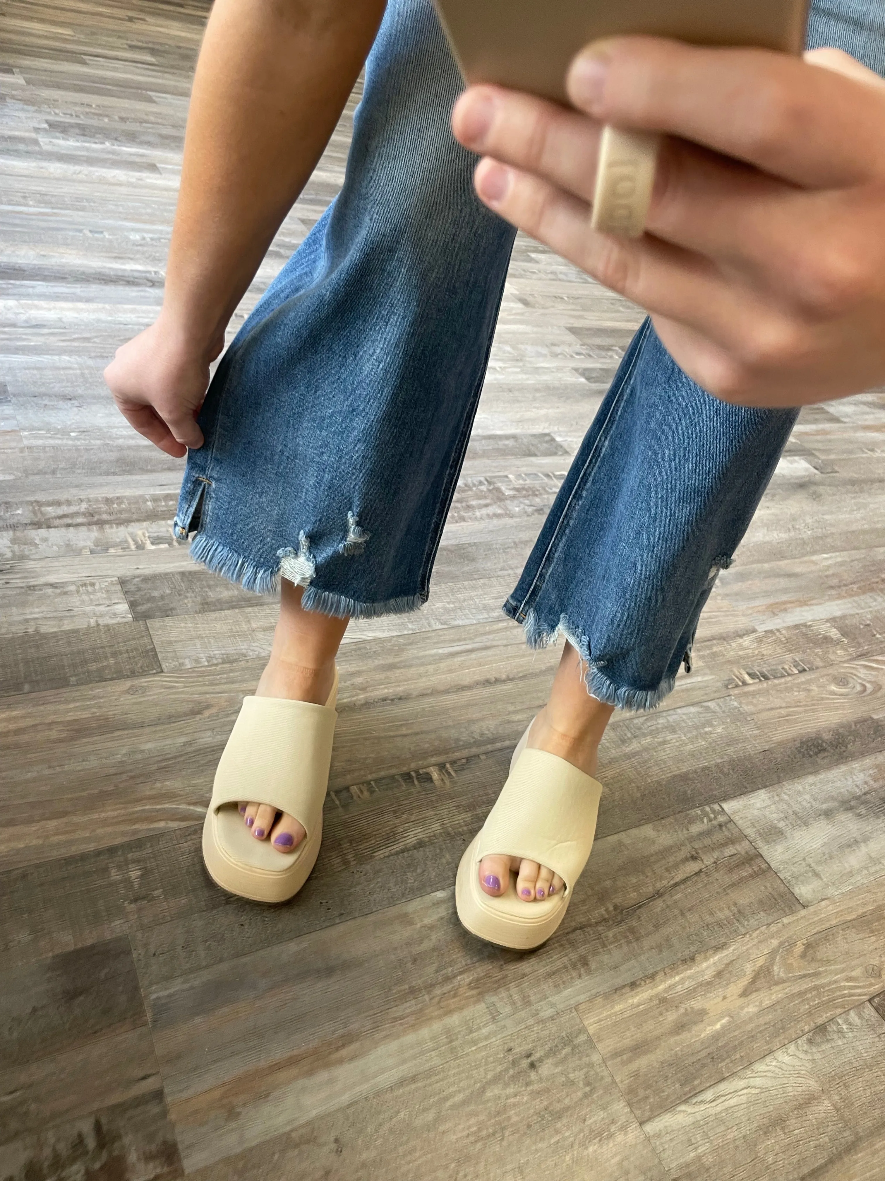 High Rise Wide Leg Ankle Flare Jeans - Medium Wash | Risen Jeans