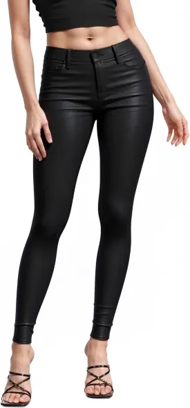 Hybrid & Company Womens Skinny Stretch Fashion Casual Coated Pants