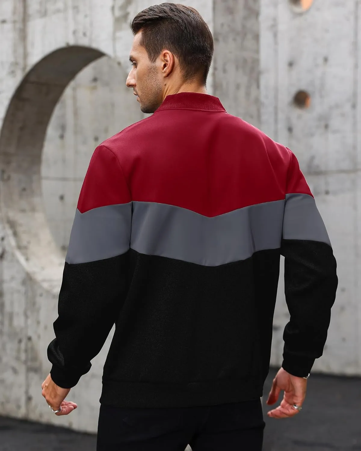 HYPESTFIT Mens Lightweight Jacket Casual Bomber Jacket Color Block Varsity Coat