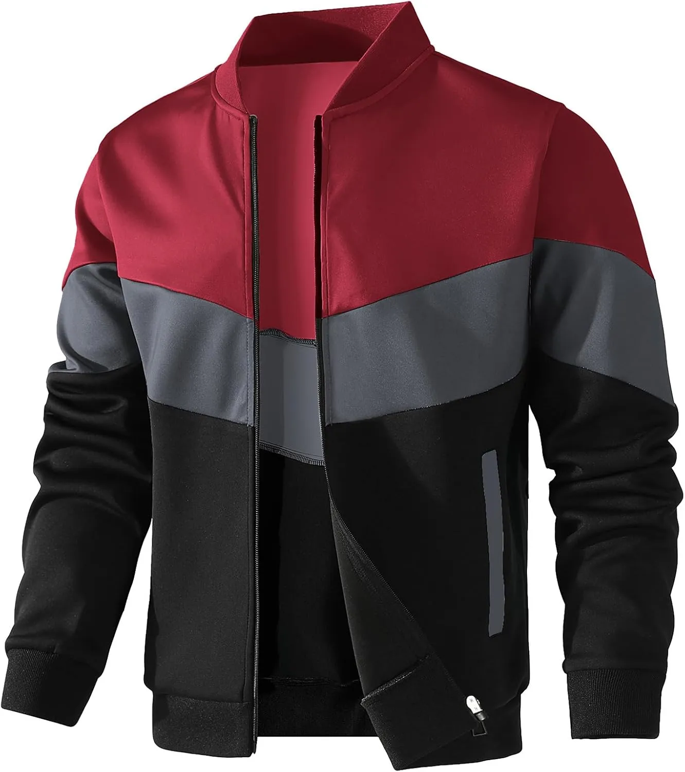 HYPESTFIT Mens Lightweight Jacket Casual Bomber Jacket Color Block Varsity Coat