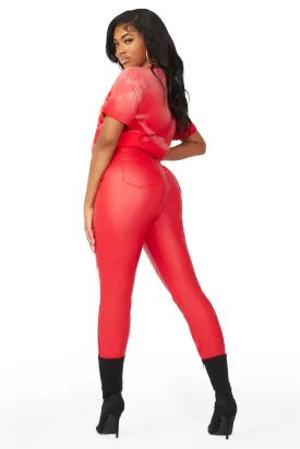 Icon Behaviour Red PU Pant