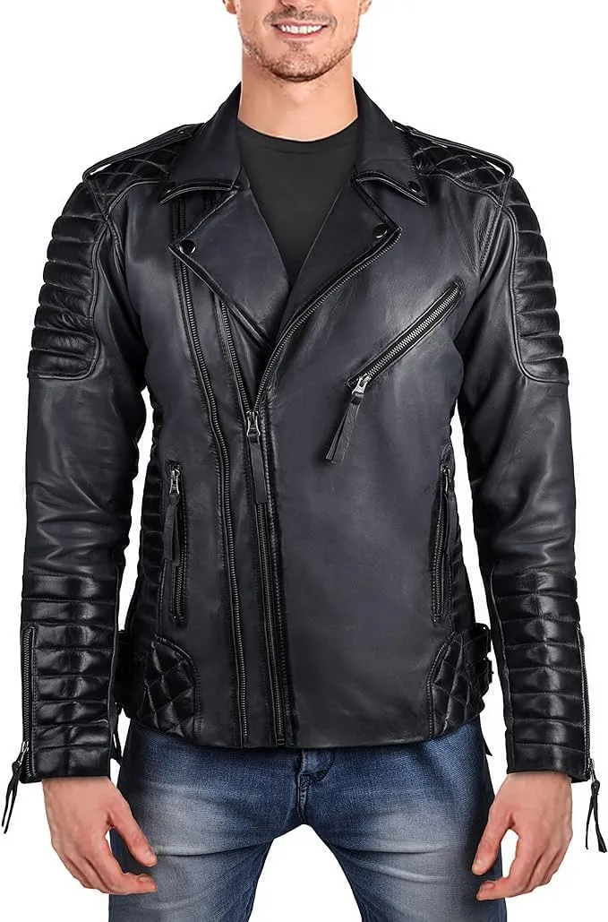 Men Leather Jacket - Lambskin Winter Vintage Motorcycle Biker Jacket, Coat Soft & Stylish Moto Ride & Racing Jacket's