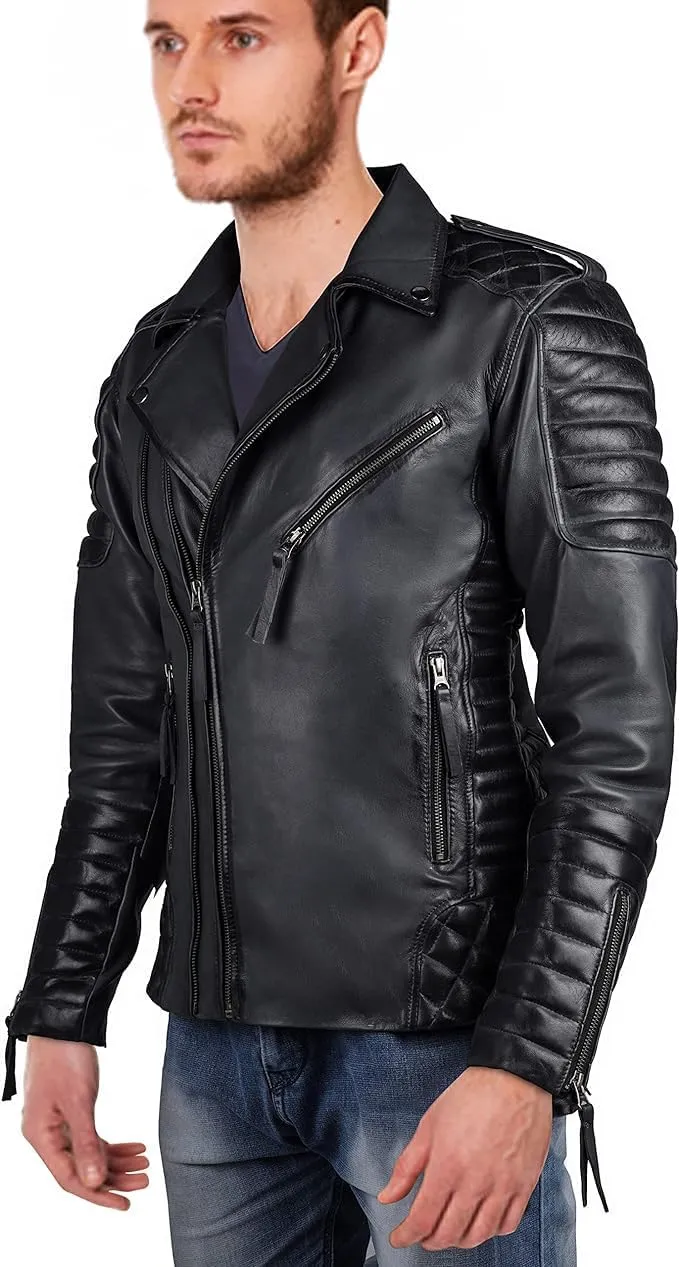 Men Leather Jacket - Lambskin Winter Vintage Motorcycle Biker Jacket, Coat Soft & Stylish Moto Ride & Racing Jacket's