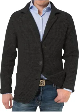 Mens Blazer Vintage Waffle Knit Jacket Formal Classic Button Down Lapel Collar Work Business Dress Suit Jacket Coat