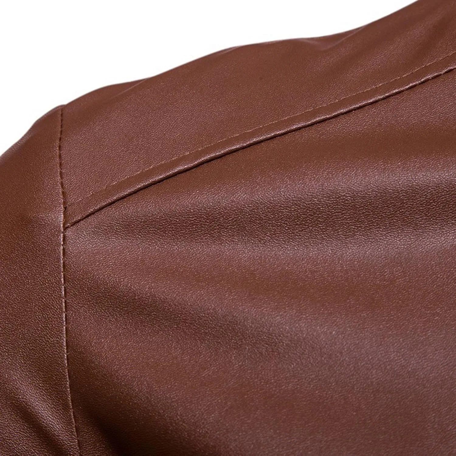 Men's Classic Zip Up Bomber Faux Leather Jackets Stand Collar Motorcycle Jacket Casual Lightweight Windbreaker Coats
