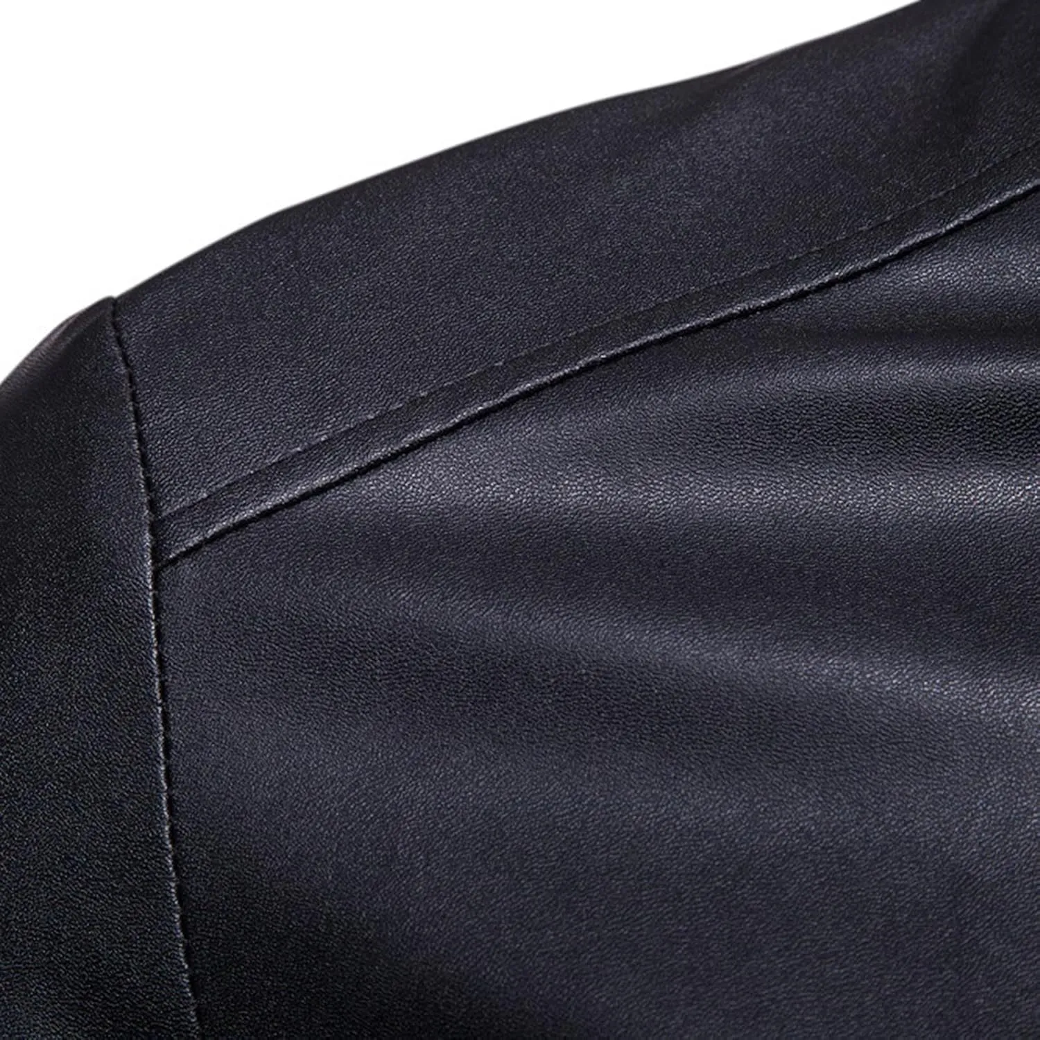 Men's Classic Zip Up Bomber Faux Leather Jackets Stand Collar Motorcycle Jacket Casual Lightweight Windbreaker Coats