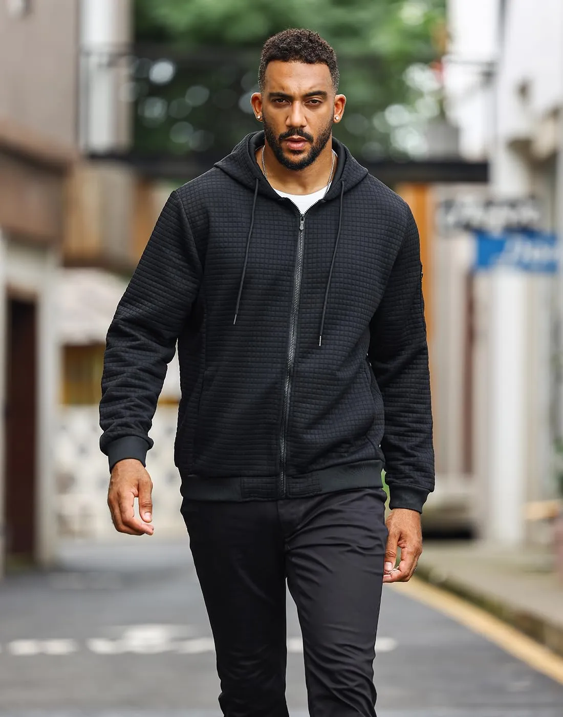 Mens Lightweight Hoodie Full Zip Sweatshirt Casual Jacket Coat