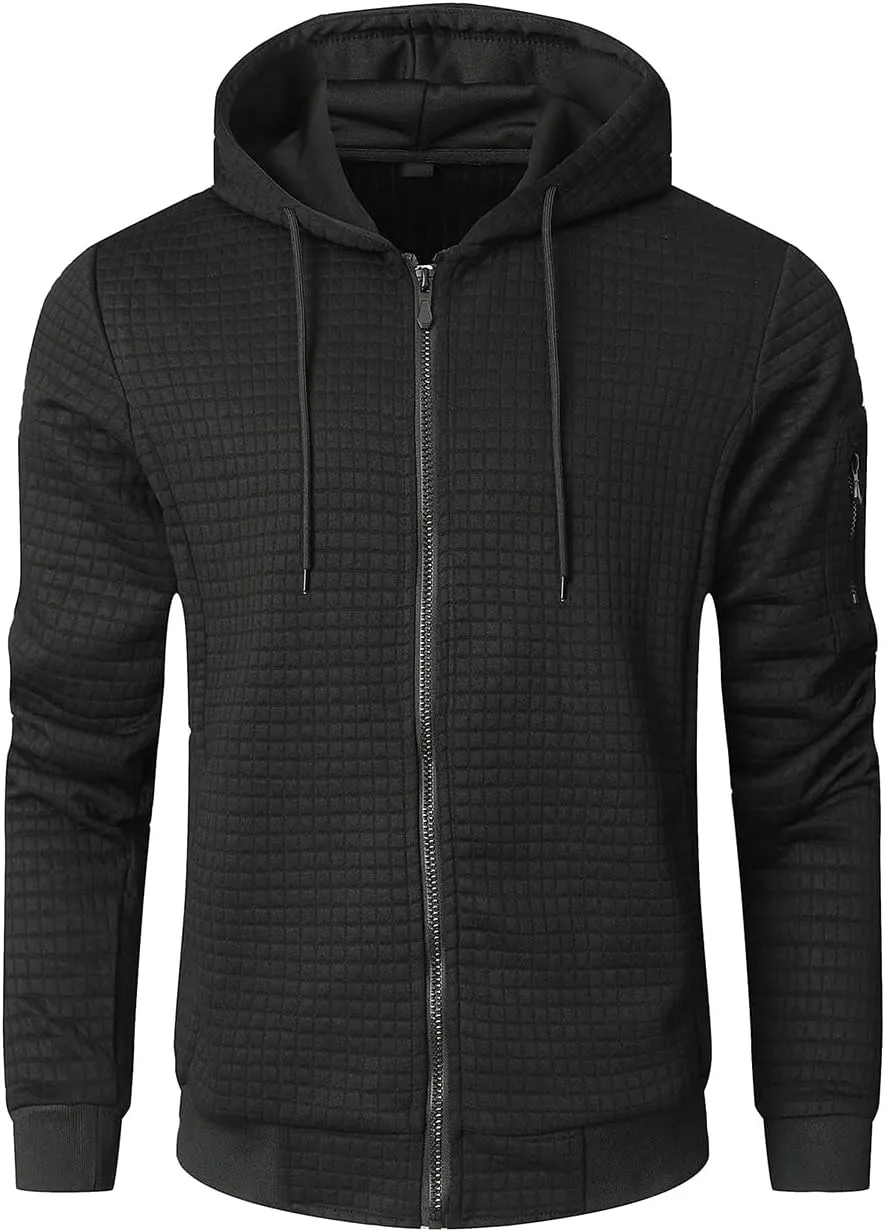 Mens Lightweight Hoodie Full Zip Sweatshirt Casual Jacket Coat