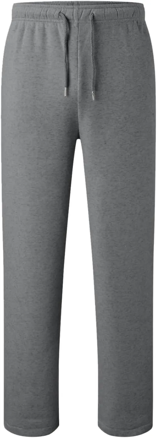 Mens Sweatpants Baggy Straight Wide Leg Open Bottom Casual Pants Elastic Waist Workout Athletic Joggers Pockets Sweat Pants