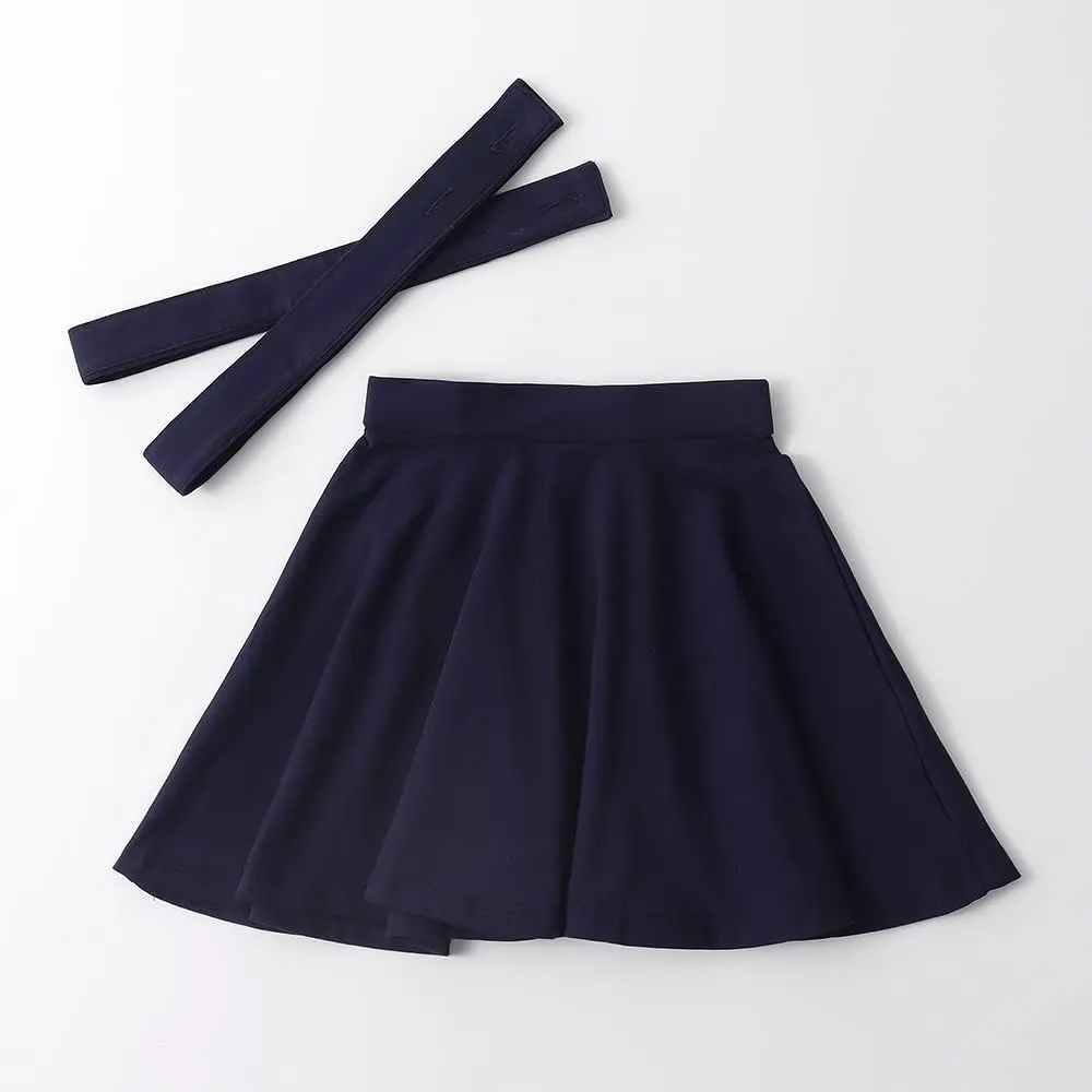 Noomelfish Girls Suspender Skater Skirt Stretchy Cotton Flared Overall Dress (4-12 Years)