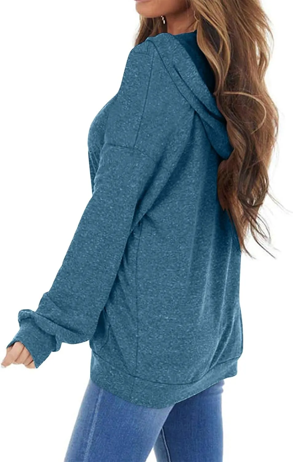 PGANDS Women's Long Sleeve Drawstring Hoodies Sweatshirt Casual Loose Lightweight Pullover Tops with Pocket