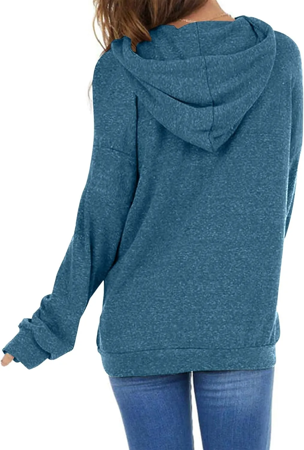 PGANDS Women's Long Sleeve Drawstring Hoodies Sweatshirt Casual Loose Lightweight Pullover Tops with Pocket