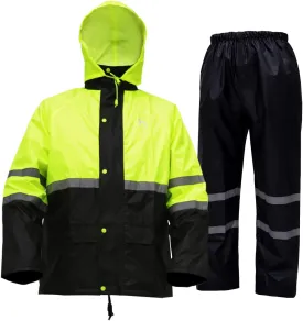 Rain Suit, High Visibility Reflective Safety Jacket, Lightweight Rain Gear, Waterproof Rain Jacket with Pants