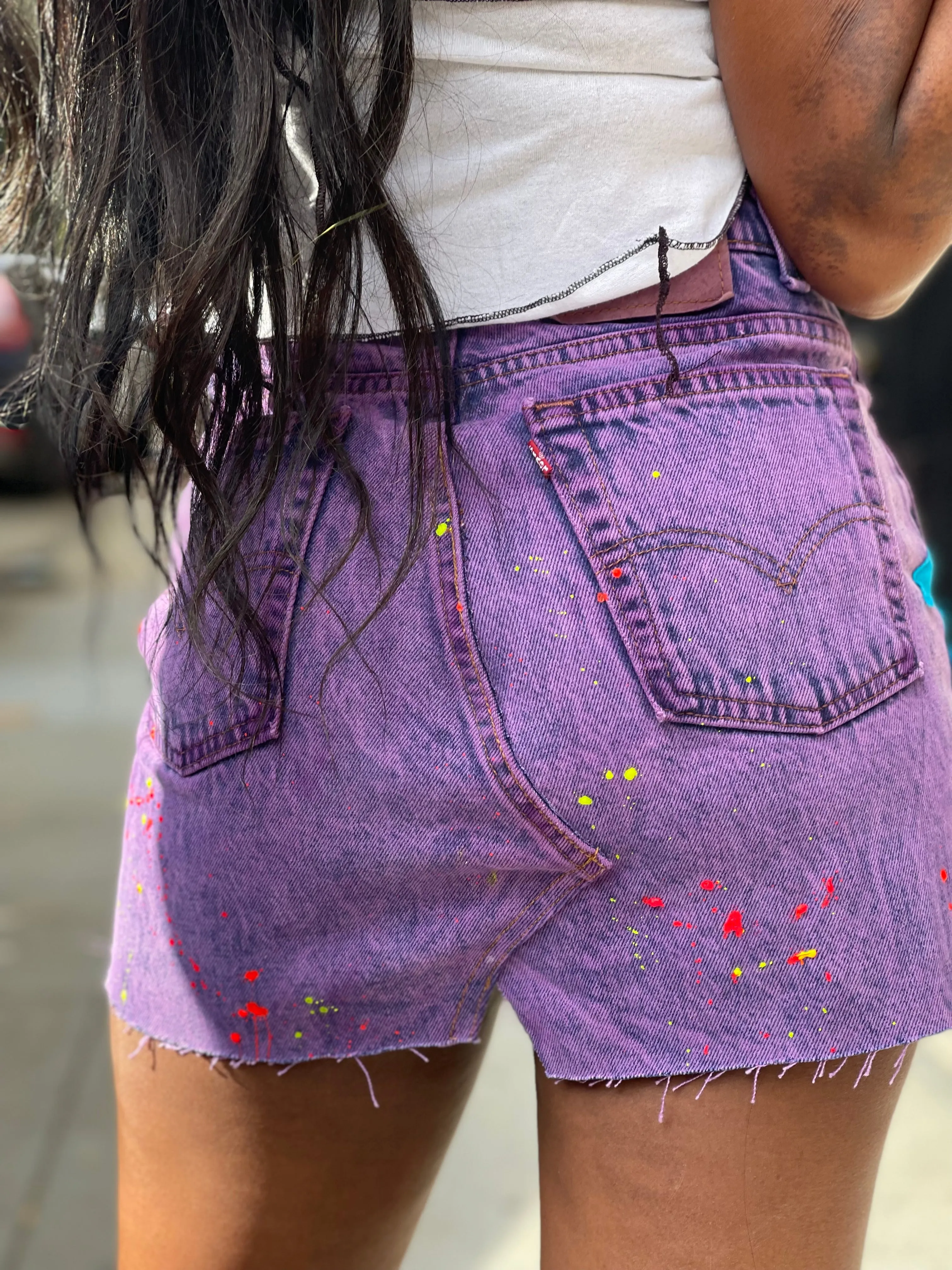 Reworked Purple Vintage Denim Mini Skirt