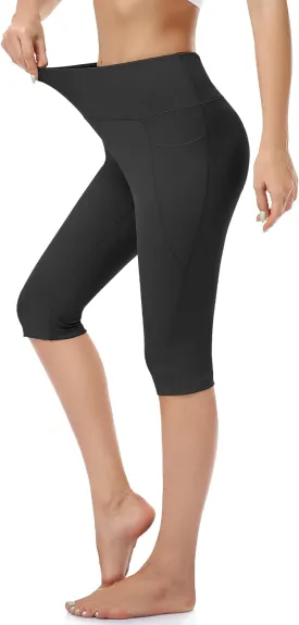 RIMLESS 7 Women's Leggings with Pockets High Waist Cotton Yoga Pants Workout Running Athletic Capris
