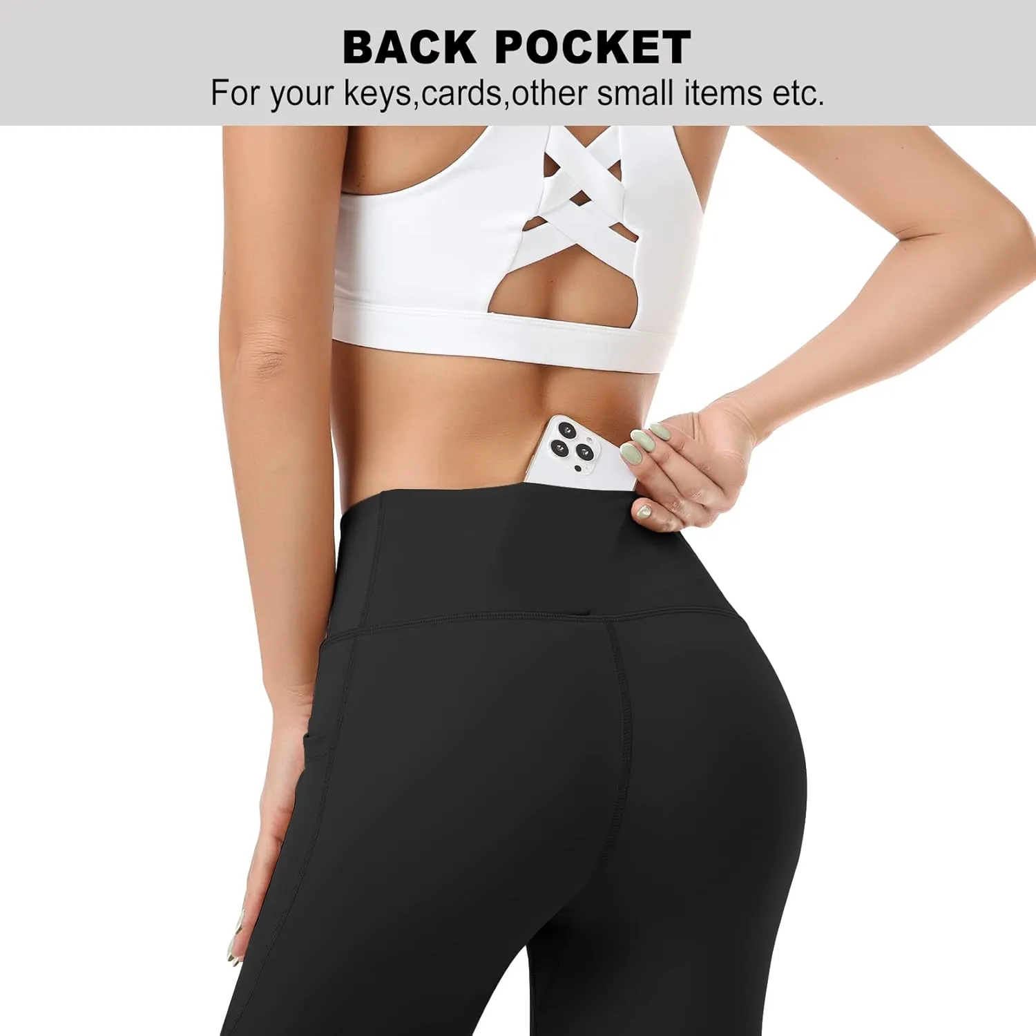 RIMLESS 7 Women's Leggings with Pockets High Waist Cotton Yoga Pants Workout Running Athletic Capris