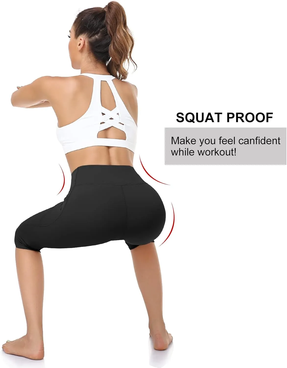 RIMLESS 7 Women's Leggings with Pockets High Waist Cotton Yoga Pants Workout Running Athletic Capris