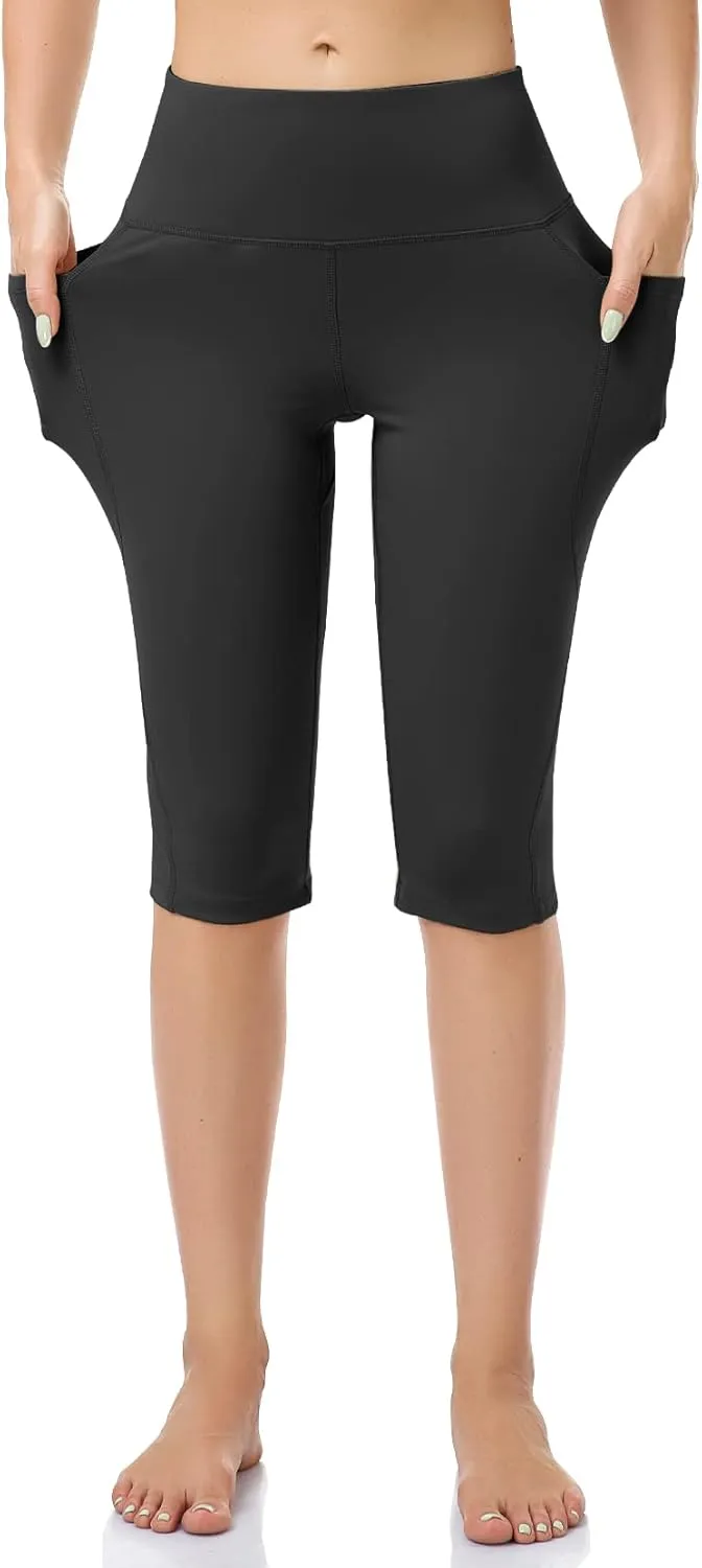 RIMLESS 7 Women's Leggings with Pockets High Waist Cotton Yoga Pants Workout Running Athletic Capris