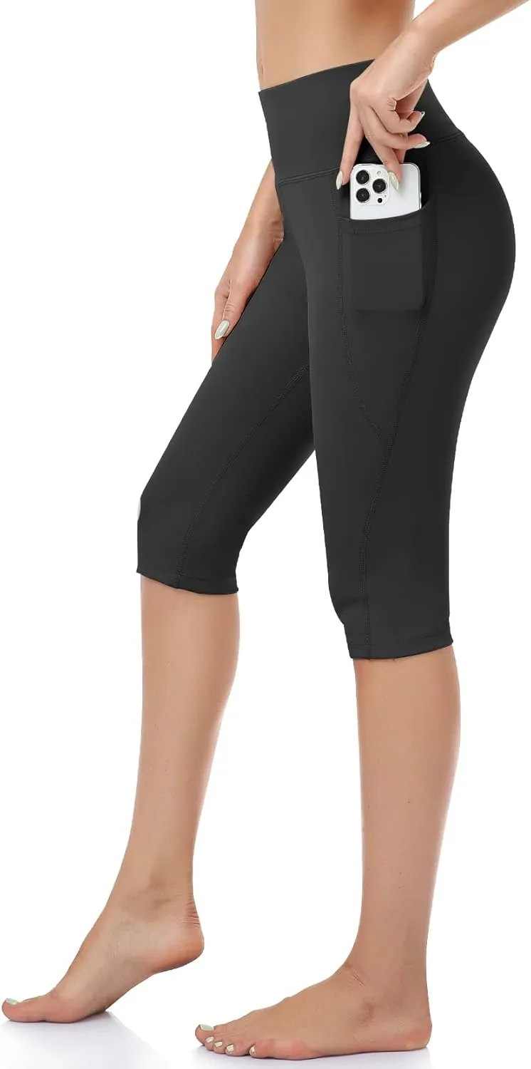 RIMLESS 7 Women's Leggings with Pockets High Waist Cotton Yoga Pants Workout Running Athletic Capris