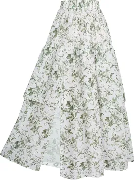 Scarlet Darkness Long Skirts for Women Floral Tiered Slit Flowy Skirt with Pockets