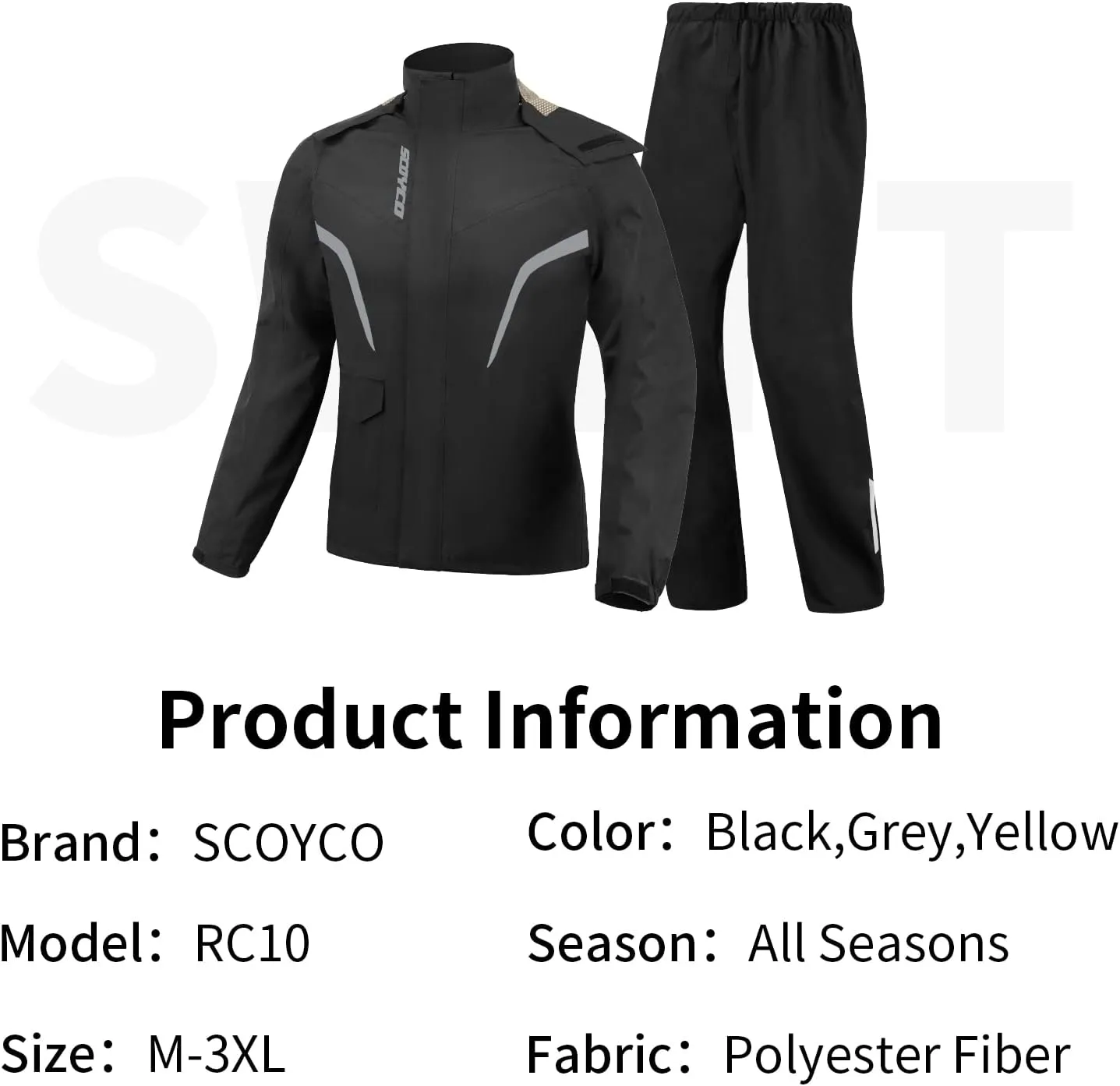 Scoyco Motorcycle Rain Suit Reflective Rain Jacket and Pants