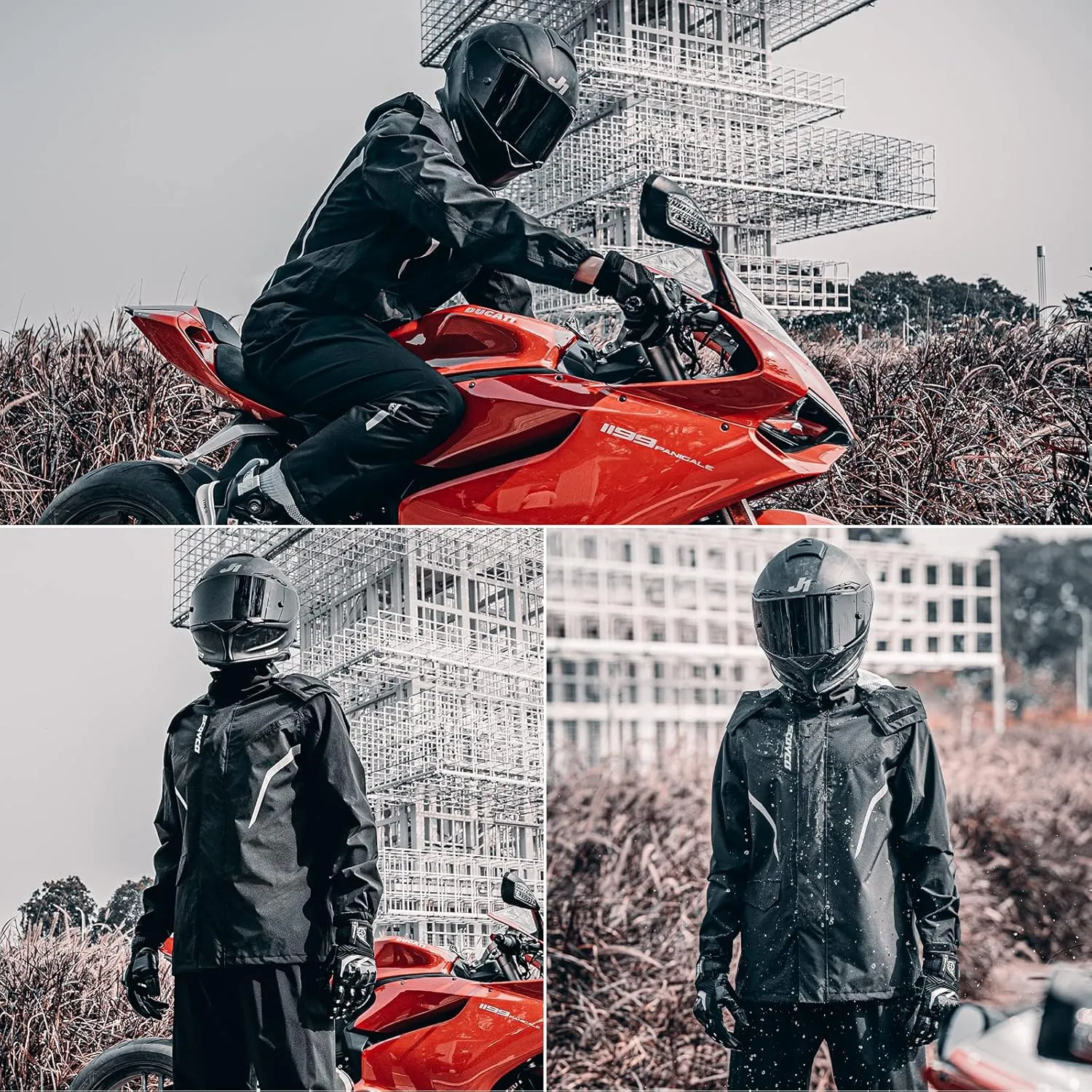 Scoyco Motorcycle Rain Suit Reflective Rain Jacket and Pants