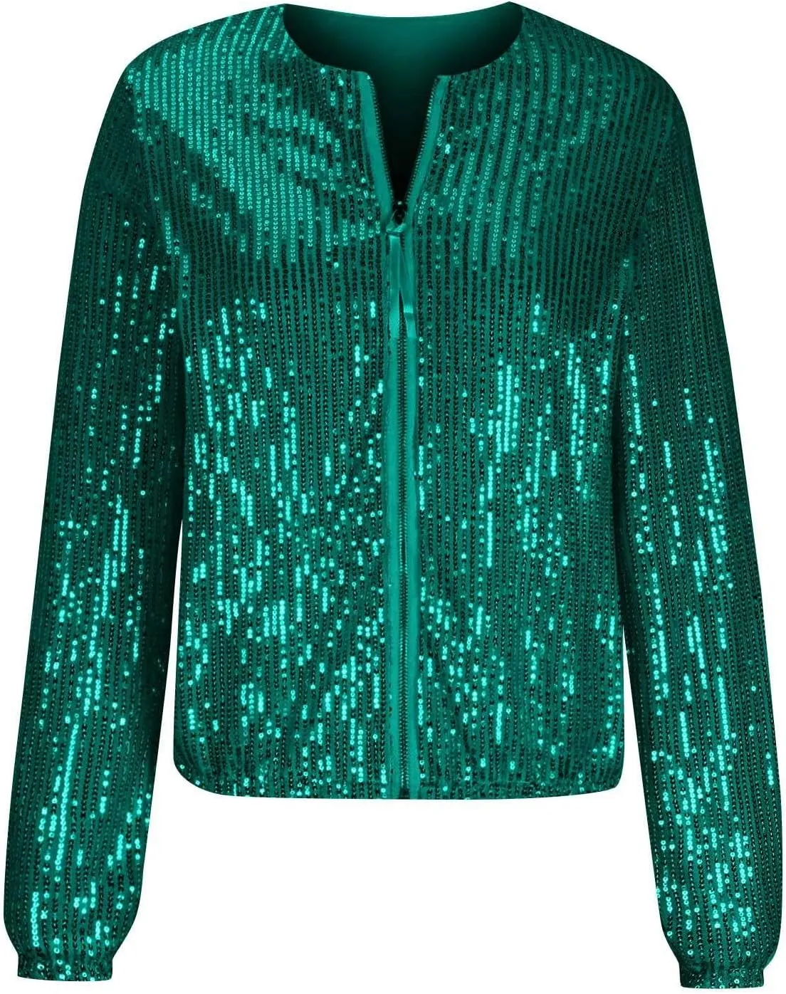 Sequin Jackets for Women Casual Sparkly Zip Up Bomber Jacket Dressy Glitter Loose Coat Outerwear Blazer Party Outfit