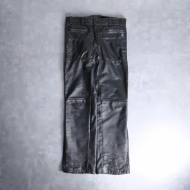 side gather zip leather pants