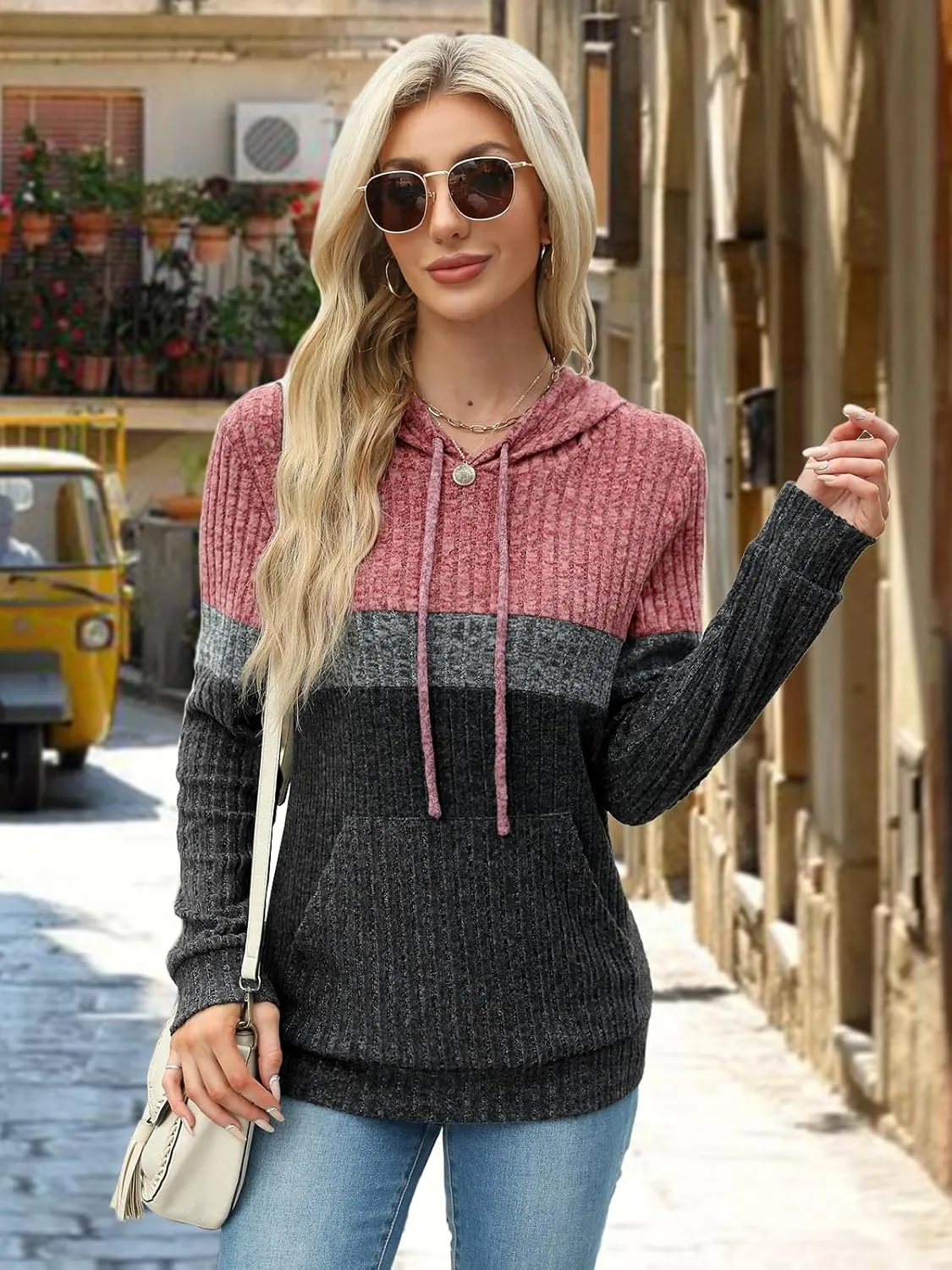 Sweaters for Women Fall Tops Long Sleeve Hoodie Ladies Sweatshirts Pullover Blouses Loose Casual Fashion Clothes