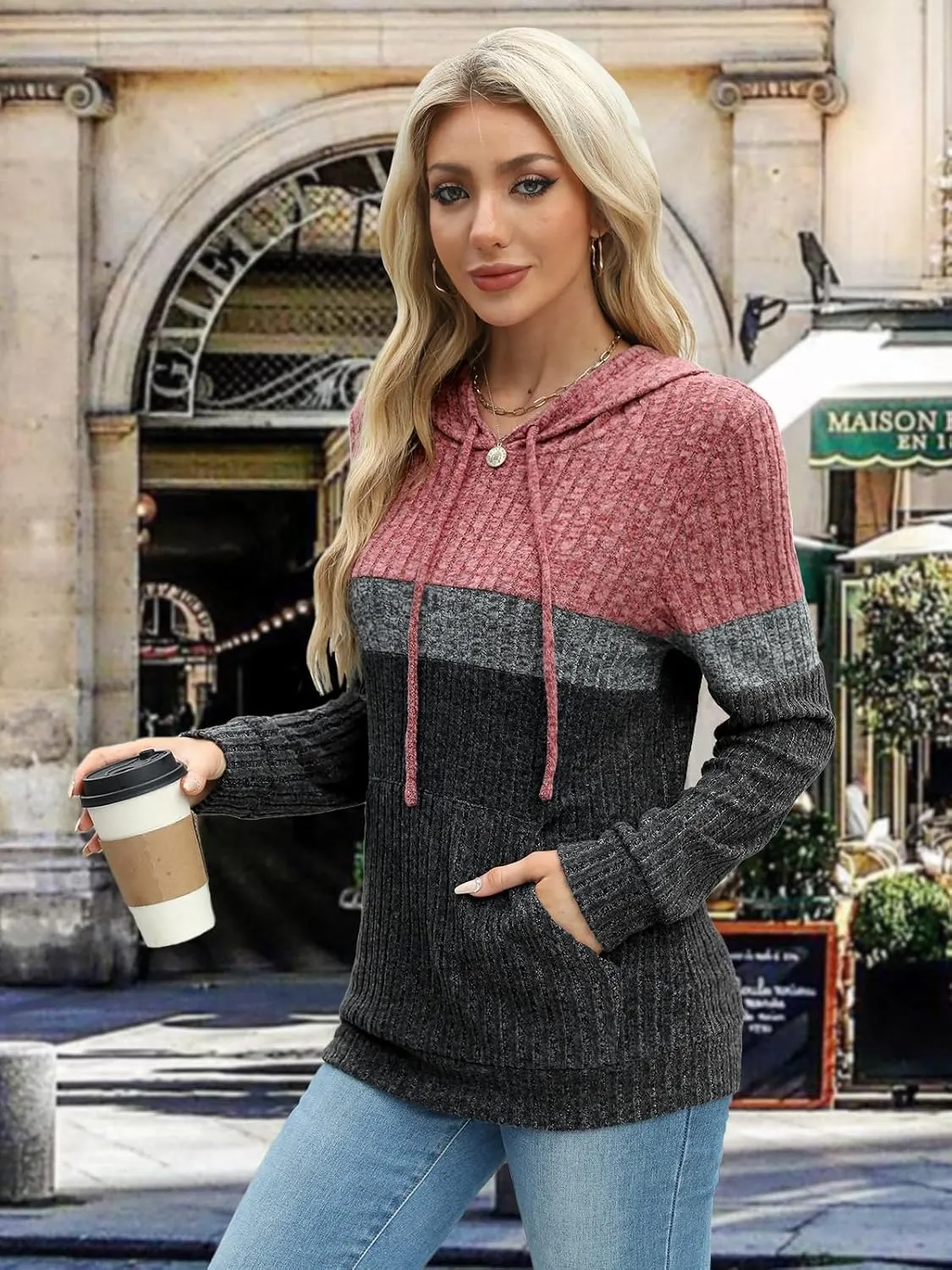 Sweaters for Women Fall Tops Long Sleeve Hoodie Ladies Sweatshirts Pullover Blouses Loose Casual Fashion Clothes