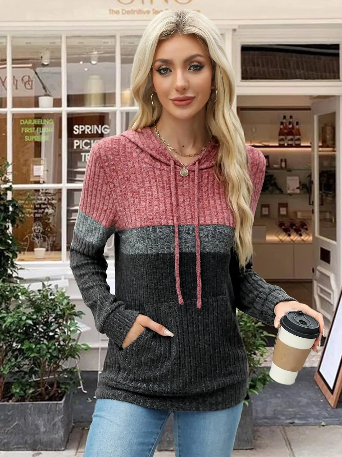 Sweaters for Women Fall Tops Long Sleeve Hoodie Ladies Sweatshirts Pullover Blouses Loose Casual Fashion Clothes