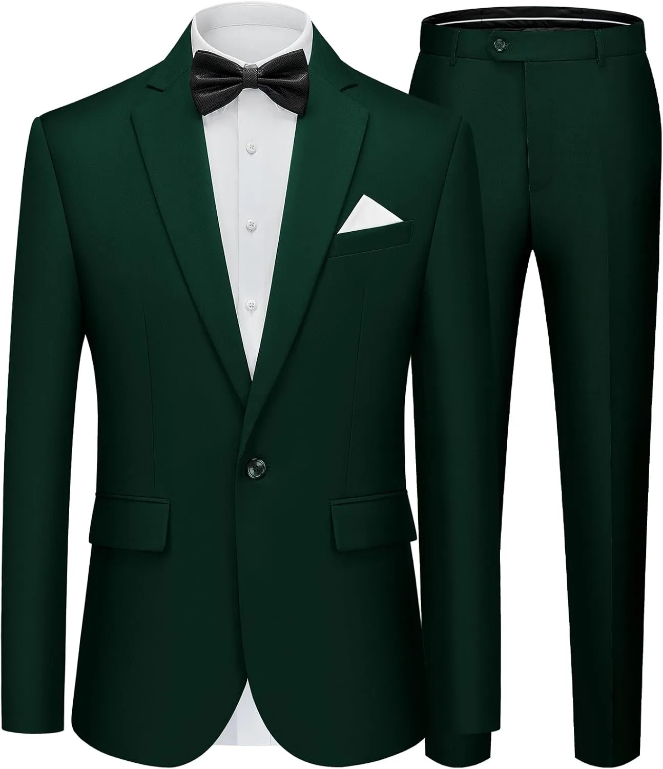 WEEN CHARM Men's Suits Slim Fit 2 Piece One Button Blazer Jacket Wedding Prom Tuxedo Pants Set