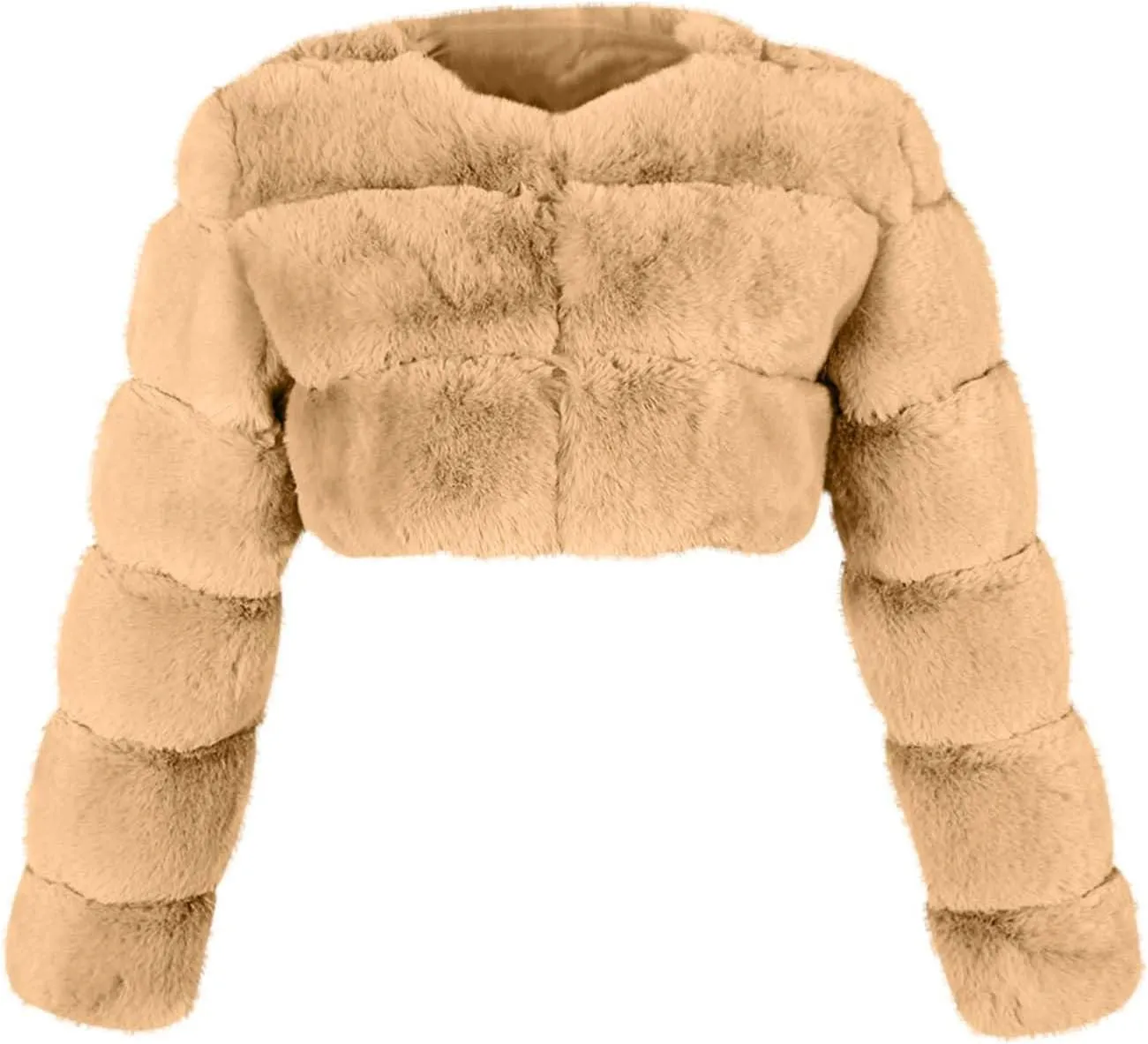 Women's 2024 Winter Coats Fleece Cropped Jacket Faux Fur Long Sleeve Cardigan Shaggy Warm Outerwear Fall Y2K Clothes