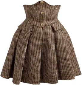 Women's Basic Mini Skirt High Waisted Pleated Retro Plaid Skirt