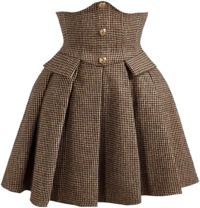 Women's Basic Mini Skirt High Waisted Pleated Retro Plaid Skirt