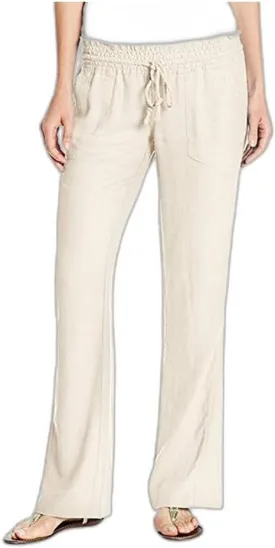 Women's Cotton Linen Pants Solid Color Lace-Up Soft Loose Casual Vacation Lightweight Wide-Leg Pants Walk Jogger Pant