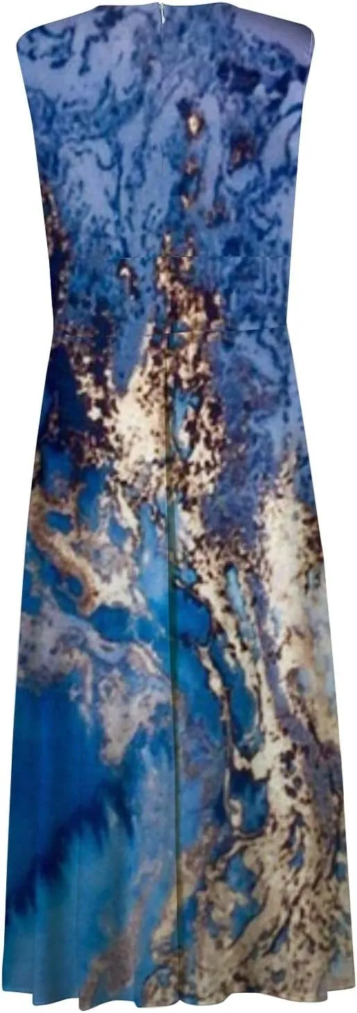 Womens Dresses Floral Print Wrap V Neck Sundresses Flowy Ruched Sleeveless Boho Dress Spring Beach Dress