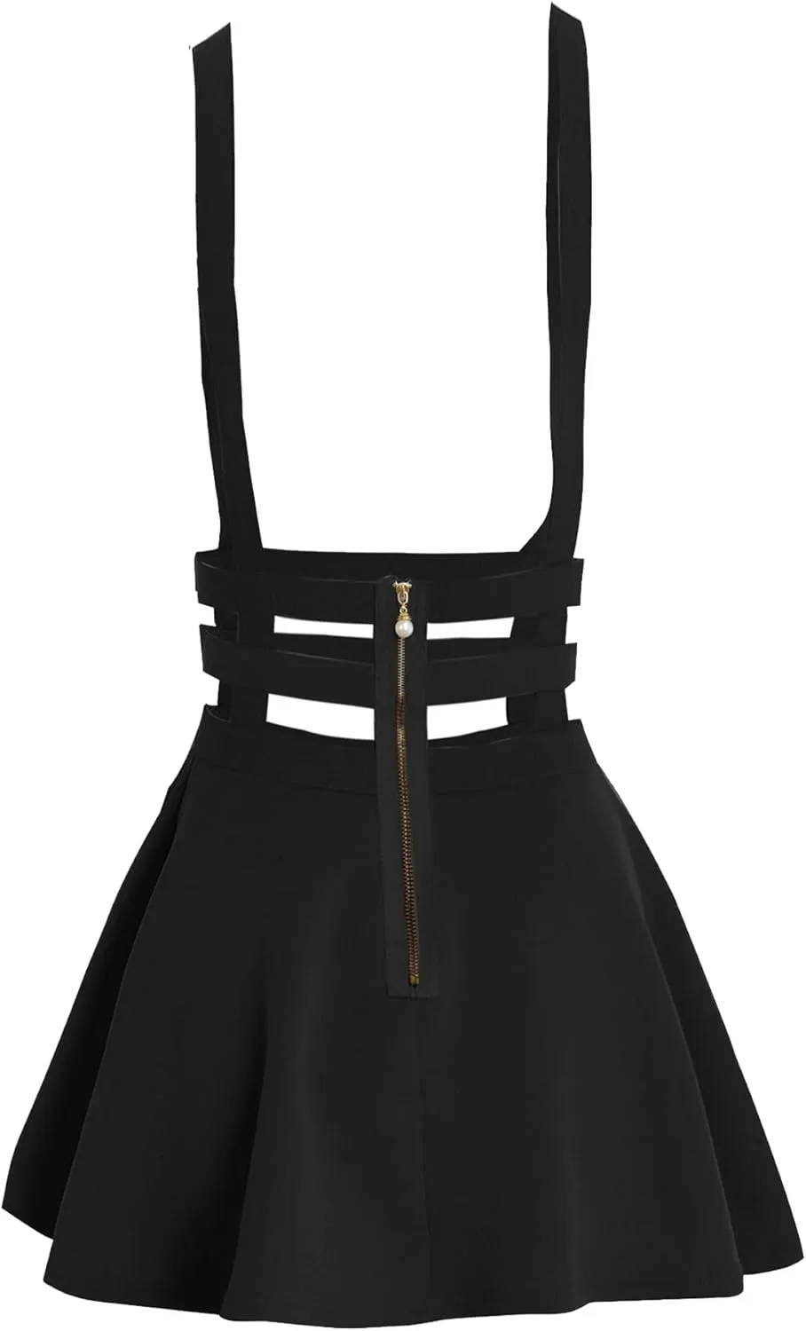 Women's Elastic Waist Pleated Short Braces Skirt Mini Suspender Skirt