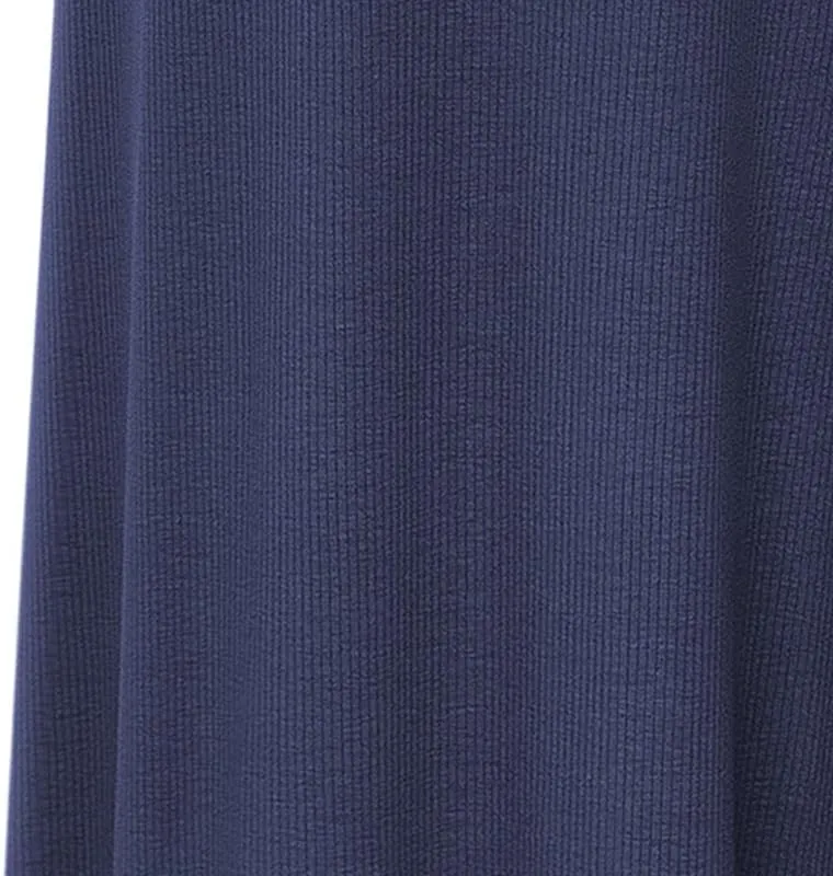 Womens Knit Long Skirts with Side Slit | Ribbed High Waist Stretch Skirt with Drawstring, Casual Solid Dresses
